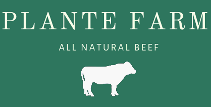 Plante-Farm-Logo Plante Farm logo featuring the text "Plante Farm" and "All Natural Beef" with a silhouette of a cow on a green background, representing a commitment to high-quality, sustainable beef production.